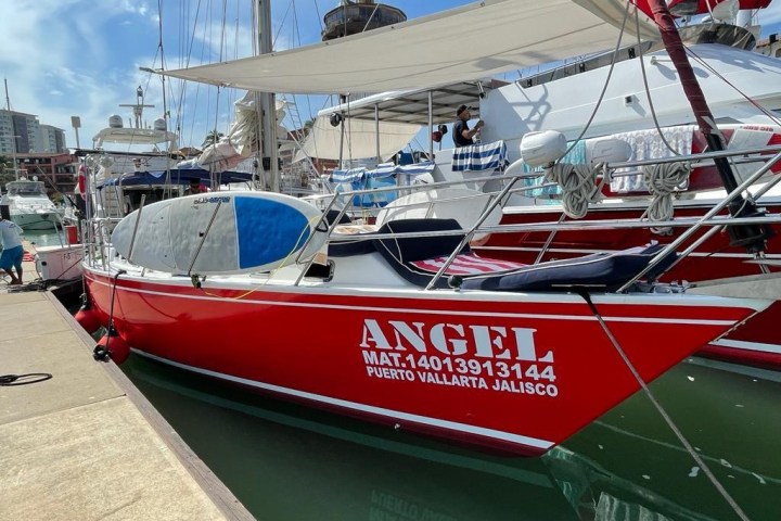 a boat docked at a dock