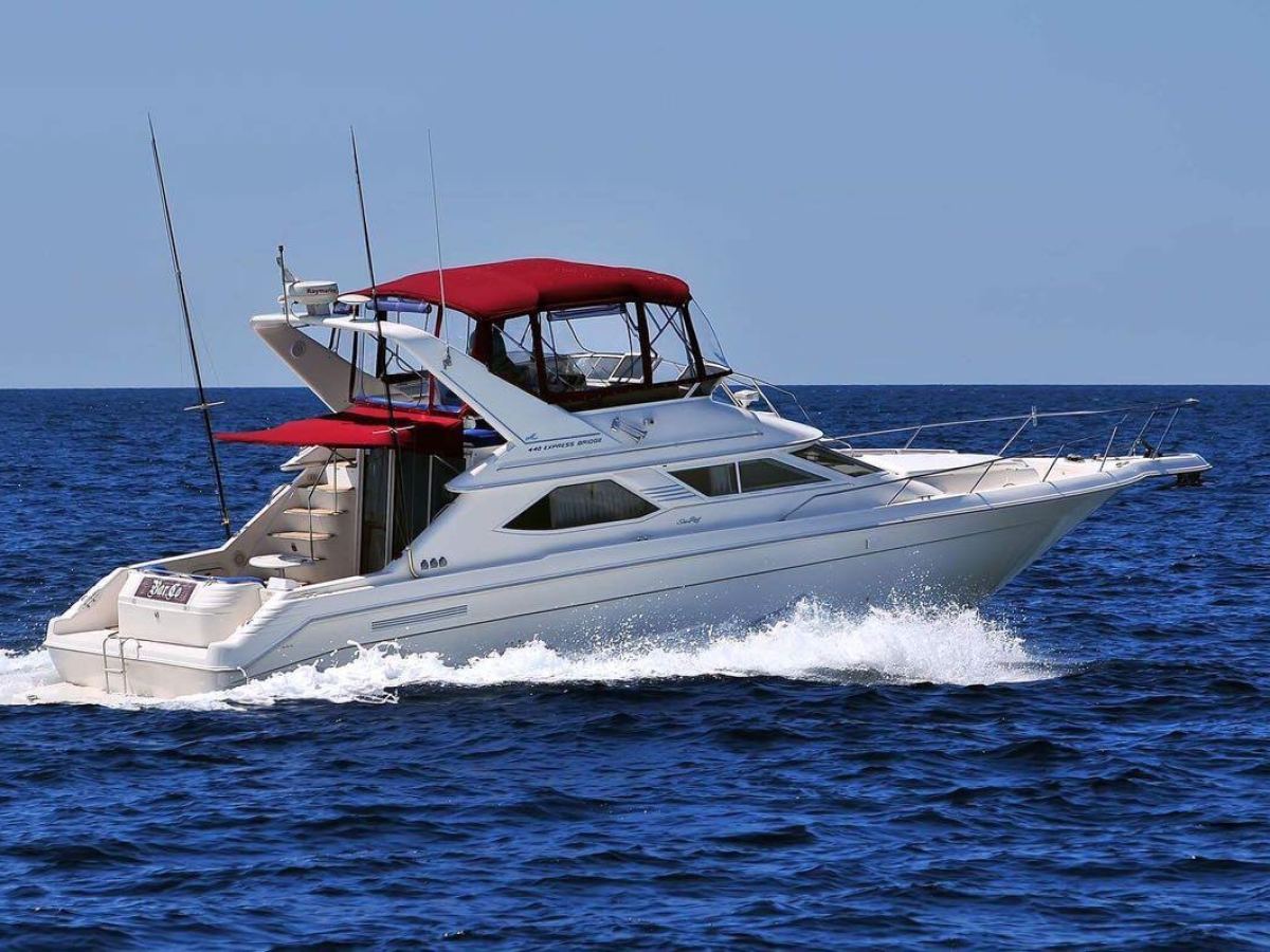red ship in a body of water