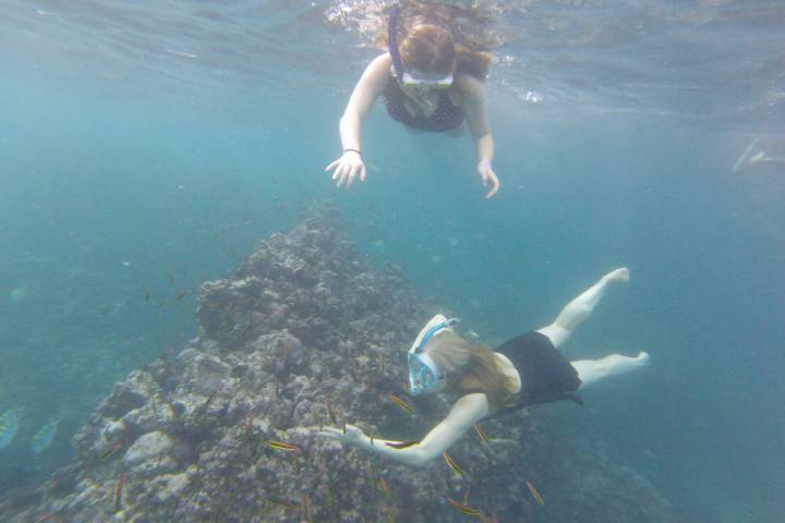 a man swimming in the water