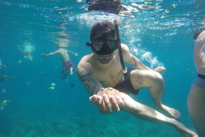 a person swimming in a pool of water