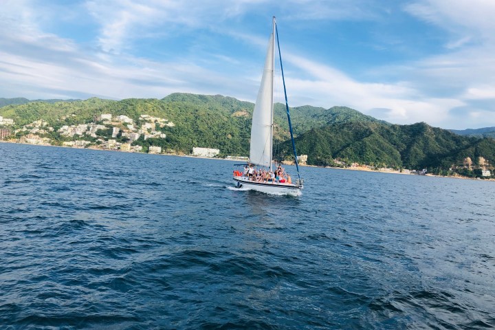 a boat in the middle of a body of water