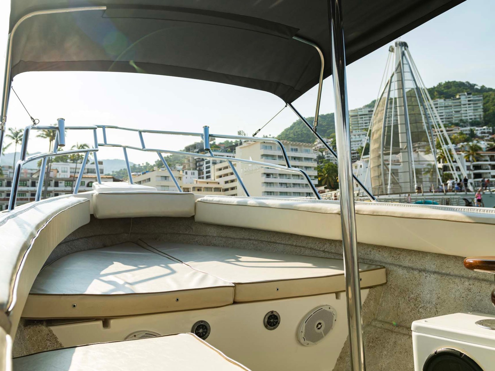 a boat sitting on top of a car