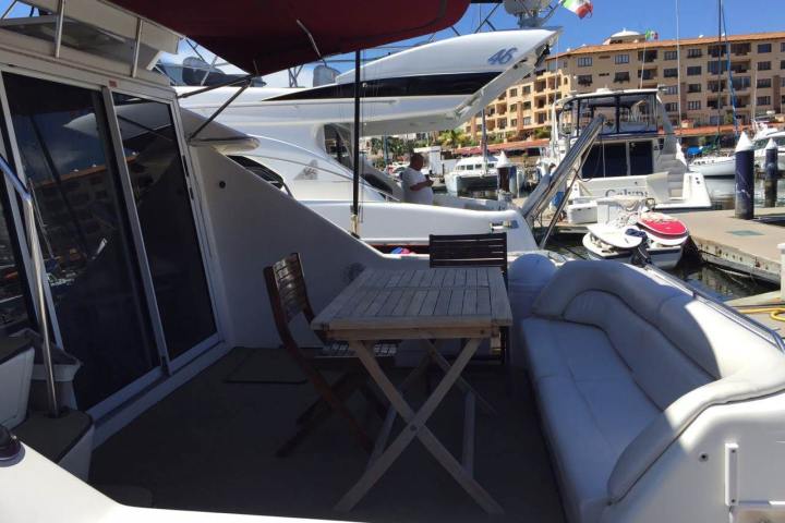 a boat docked at a dock
