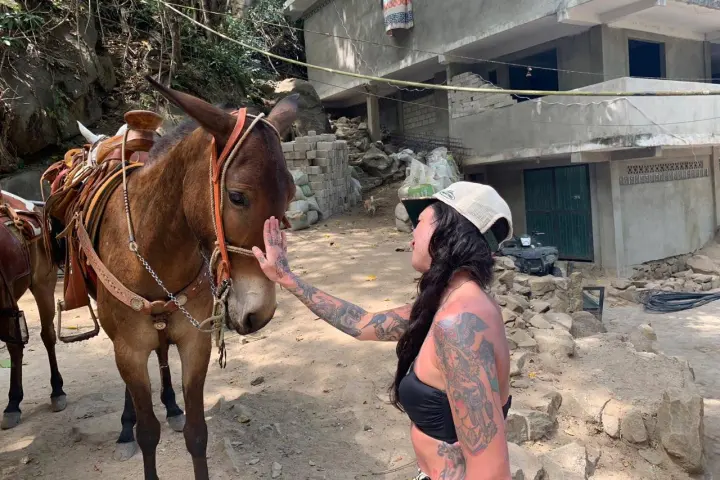 a man riding a horse