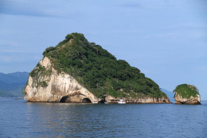 tropical island from a distance