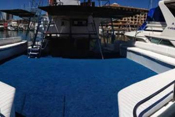 a boat docked at a dock