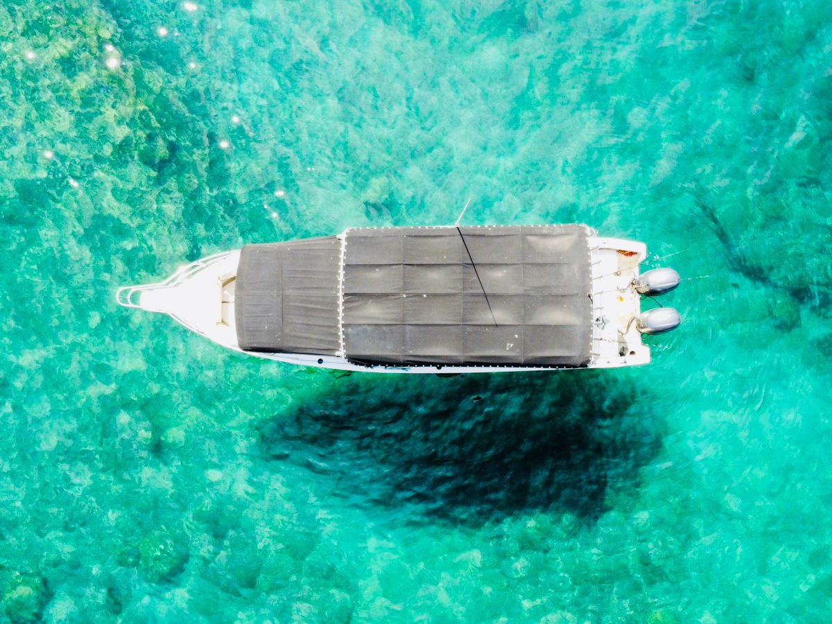 a person swimming in a pool of water
