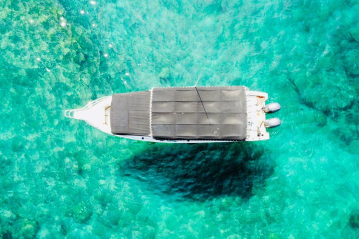 a person swimming in a pool of water