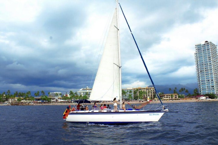 a small boat in a large body of water