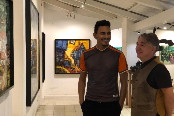 a person standing in a room