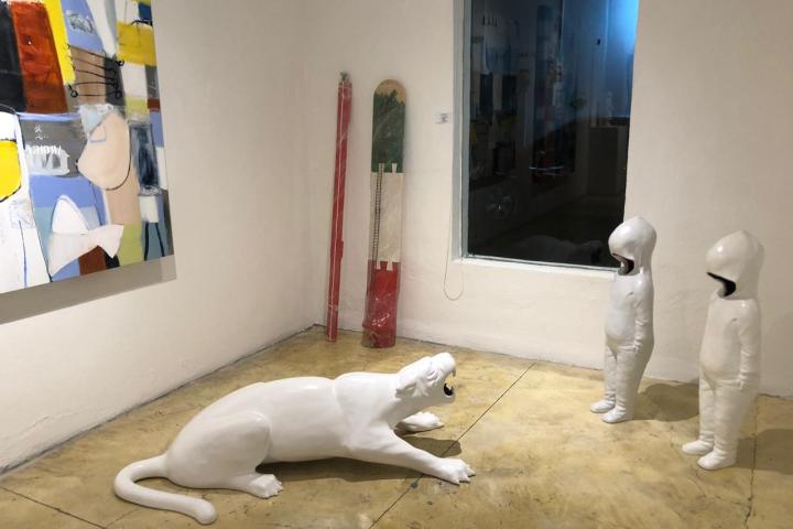 a dog lying on the floor