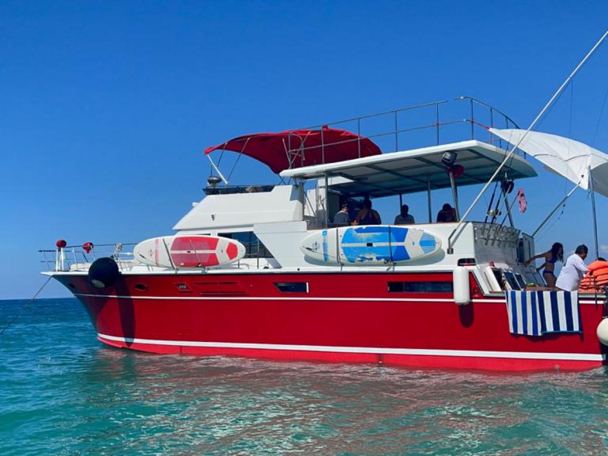 a small boat in a large body of water
