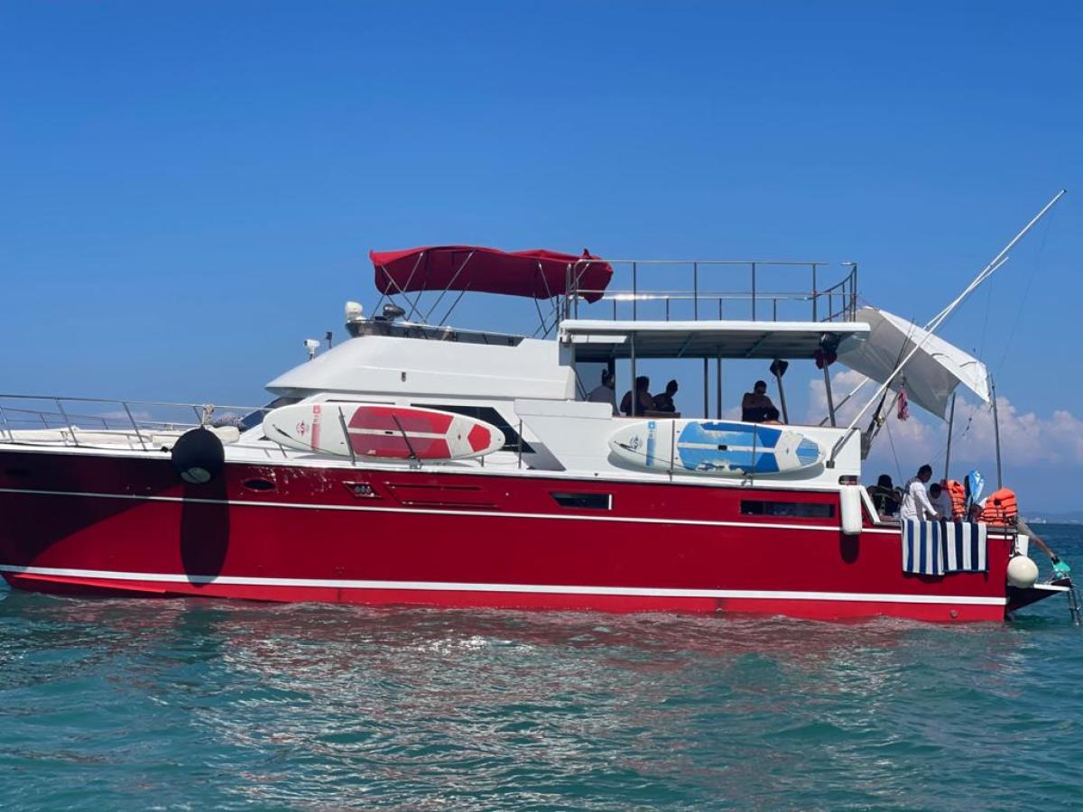 a small boat in a large body of water