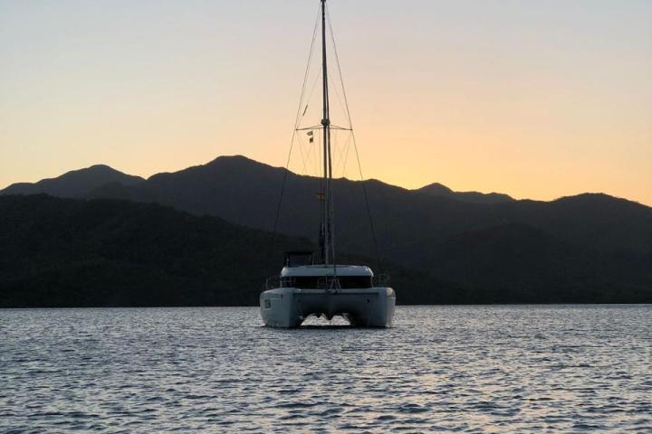 a boat floating on a body of water