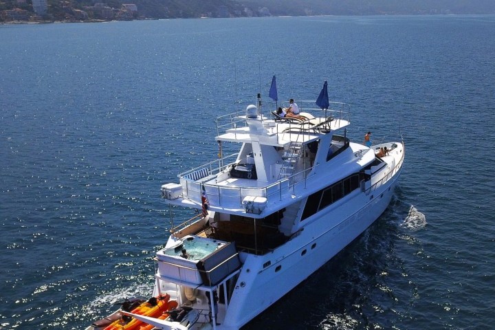 a small boat in a large body of water