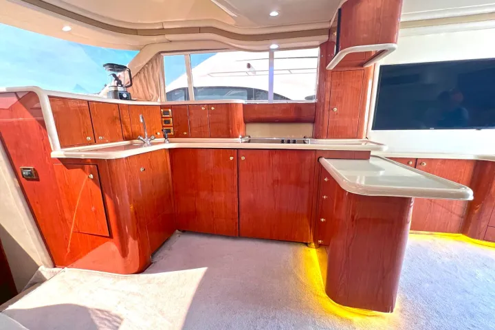 a wooden boat in a room