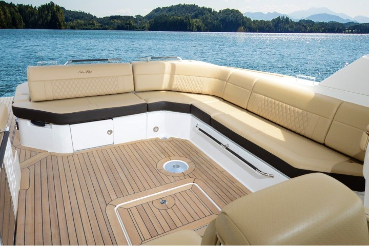 a wooden boat in a body of water