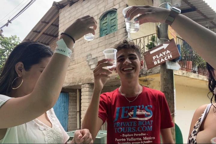 a man and a woman taking a selfie
