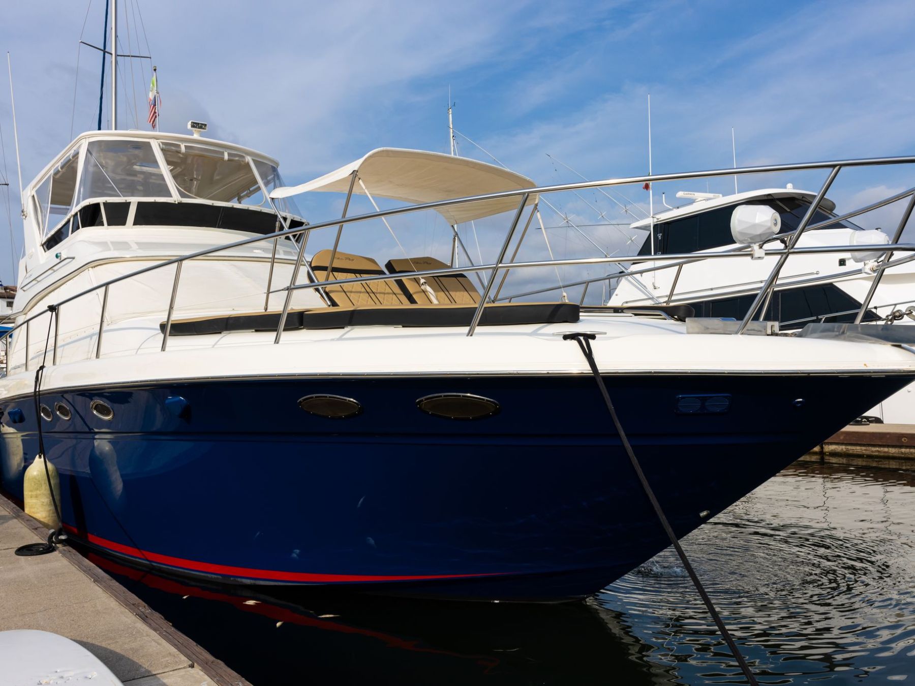 a boat is docked in the water