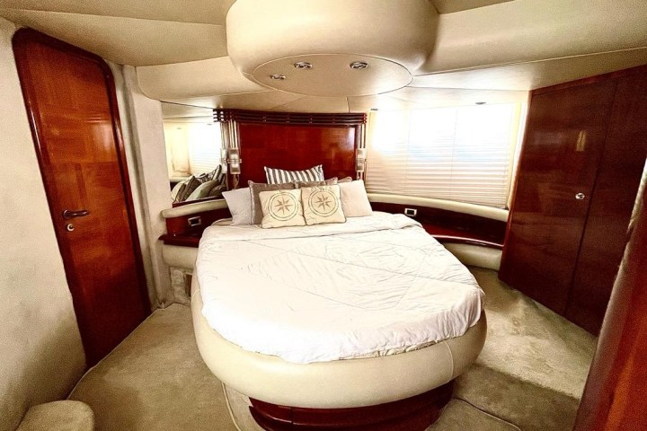 a large bed sitting in a room