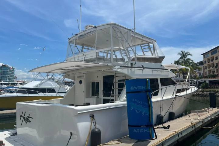 a boat sitting on top of a building