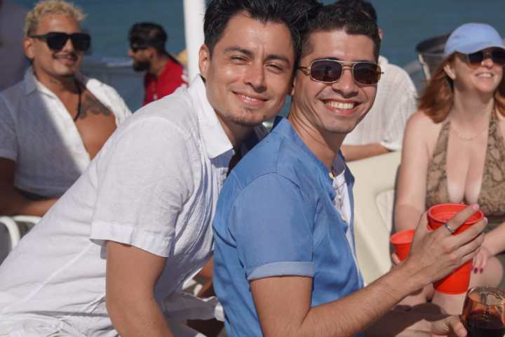 a group of people sitting at a table
