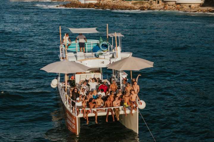 a small boat in a body of water