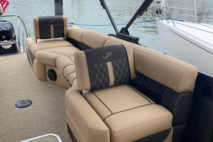 a boat that is sitting on a couch