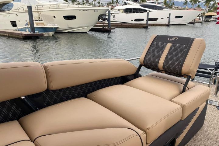 a boat that is sitting on a couch