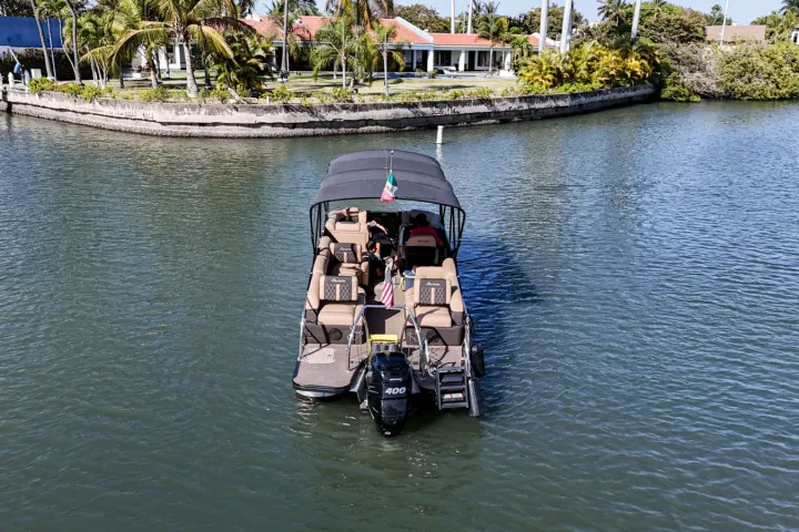 a small boat in a body of water