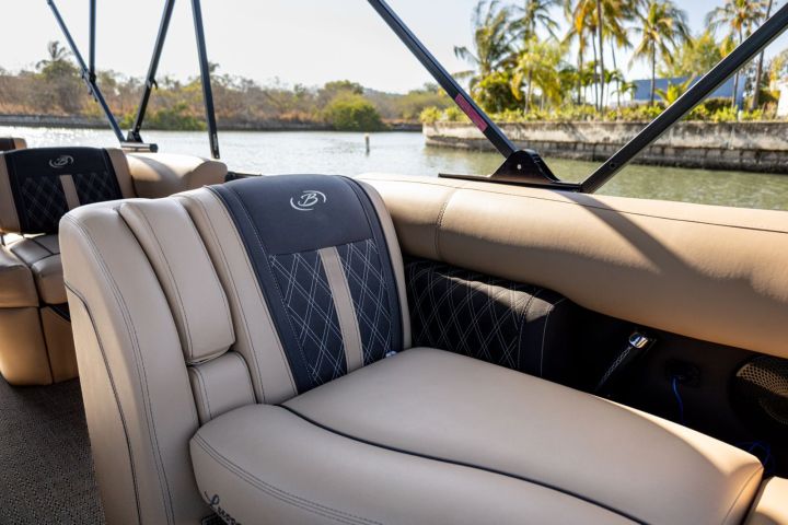 a boat that is sitting on a couch