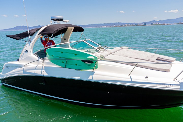 a small boat in a body of water